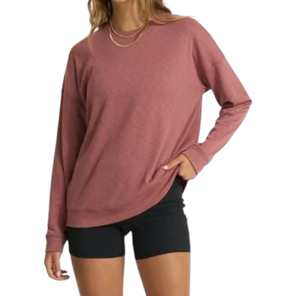 Vuori Sunrise Long Sleeve Crew Sweatshirt – Rosewood Heather – Women’s XS - Picture 3 of 6